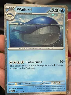 POKEMON WAILORD 041/159 RARE COSMOS HOLOFOIL JOURNEY TOGETHER NM CARD - Image 1
