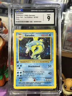 CGC 9 Gyarados Garados 6/102 Base Set 1st Edition Holo German Pokemon Card (new) - Image 1