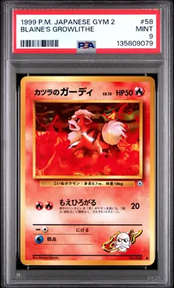 Pokemon Card Japanese Blaine's Growlithe No. 058 PSA 9 MINT Gym Series 2 - Image 3