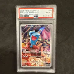 2025 POKEMON SVP EN-SV #203 TEAM ROCKET'S WOBBUFFET PSA NM-MT 8 - Image 1