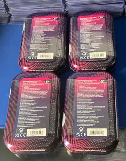 4 Pokemon TCG Tin Sealed 2 Booster Packs Destined Rivals Mega Evolution - Image 2