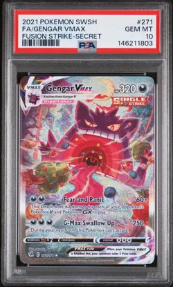 2021 POKEMON SWORD & SHIELD FUSION STRIKE SECRET FULL ART/GENGAR VMAX PSA 10 - Image 1