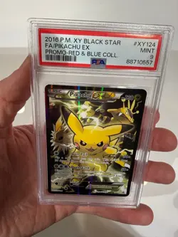 PSA 9 Pokemon Pikachu EX Promo XY Black Star XY124 Full Art Red & Blue 2016 - Image 1