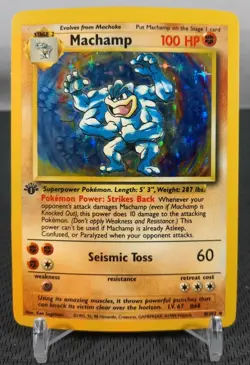Pokemon TCG-Rare Machamp 8/102, Base Set, Holo, 1st Edition #1 - Image 1