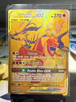 Pokemon TCG Reshiram & Charizard GX SM247 Holo Card Near Mint Condition - Image 1