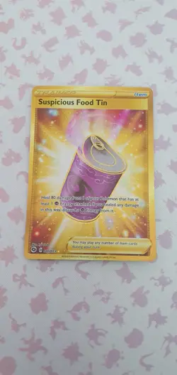Pokemon Card Champions Path 080/073 Holo Secret Rare Gold Suspicious Food Tin - Image 1