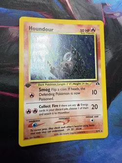 Pokemon Houndour 1st Edition Neo Discovery Holo Card 5/75 English Vintage Fire - Image 1