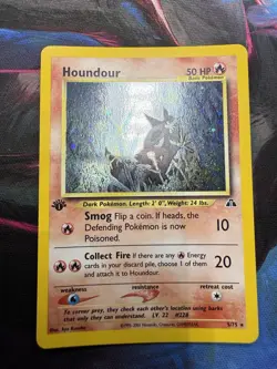 Pokemon Houndour 1st Edition Neo Discovery Holo Card 5/75 English Vintage Fire - Image 2