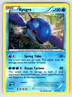 Kyogre 53/160 2015 XY Primal Clash Pokemon Card Nintendo Cracked Ice Holo Lp/Mp - Image 1
