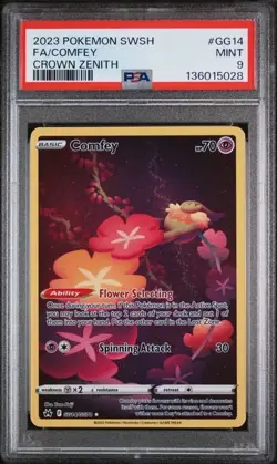 2023 Pokemon Sword & Shield Crown Zenith #GG14 Full Art Comfey PSA 9 Mint - Image 1