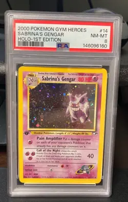 2000 Pokemon Gym Heroes Sabrina’s Gengar #14 1st Edition Holo PSA 8 NM-MT - Image 1