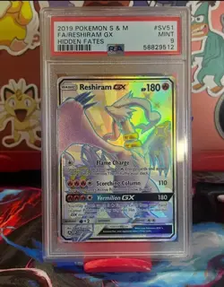 Shiny Reshiram GX Full Art #SV51 PSA 9 2019 Pokemon Sun & Moon Hidden Fates - Image 1