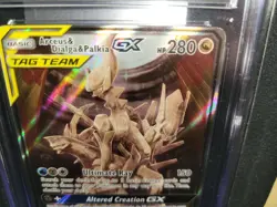 ARCEUS & DIALGA & PALKIA GX 2019 POKEMON ULTRA RARE HOLO 221/236 CGC GEM MINT 10 - Image 2