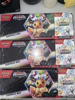 Pokemon TCG: Sam’s Club Prismatic Evolutions Surprise Box & Booster Bundle (3x) - Image 1