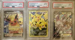 Pokemon 2016 Radiant Collection Trio of Slabs: PSA 8 Pikachu Flareon and Slyveon - Image 1