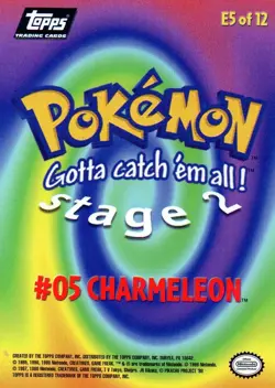 Pokemon Charmeleon #05 Stage 2 E5 of 12 Topps 1999 - Image 2