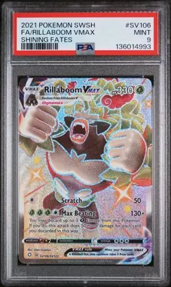 GRADED PSA 9 2021 Pokemon SWSH FA/Rillaboom VMax Shining Fates #SV106 - Image 1