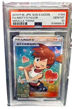 2019 POKEMON JPN SUN & MOON MIRACLE TWINS #104 FULL ART/MISTY'S FAVOR PSA 10 - Image 1