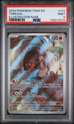 PSA 9 MINT POKEMON TWM EN-TWILIGHT MASQUERADE ILLUSTRATION RARE #172 TORKOAL - Image 1