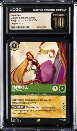 2025 DISNEY LORCANA REIGN OF JAFAR - LEGEND #101/204 RAPUNZEL CGC 10 PERFECT - Image 1