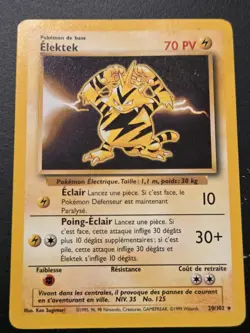French Electabuzz Base Set Regular Rare Pokemon Card Elektek Unlimited Edition - Image 1