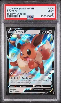 Pokemon Eevee V 2023 Crown Zenith PSA 9 Mint Card 108/159 Sword & Shield - Image 1