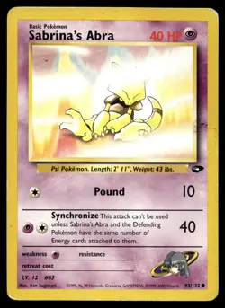 Sabrina's Abra (93) 093/132 Pokemon Gym Challenge Unlimited Non Holo (MP) - Image 1