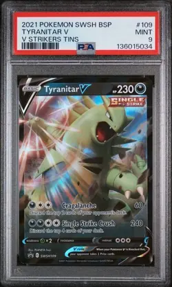 Tyranitar V PSA 9 Mint 2021 Pokemon SWSH BSP V Strikers Tins 109 - Image 1