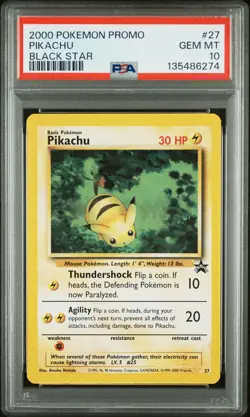 2000 POKEMON PROMO BLACK STAR #27 PIKACHU PSA 10 - Image 1