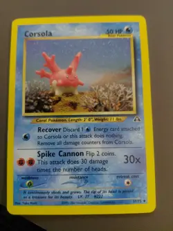Corsola 37/75, 2001 Neo Discovery, Pokemon TCG, WotC, Vintage, Uncommon, LP - Image 1