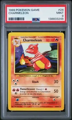 1999 Pokemon Base Set Unlimited Charmeleon 24/102 PSA 9 Mint - Image 1