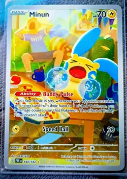 Pokemon TCG Minun Illustration Rare Full Art Holo SV04 Paradox Rift 194/182 - Image 5