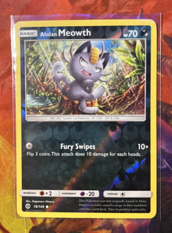 Alolan Meowth - 78/149 - Common Reverse Holo - Sun & Moon Base Set - Pokemon TCG - Image 1