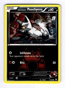 Team Magma's Poochyena Double Crisis #17 (2015) Common NM Pokemon - Image 1