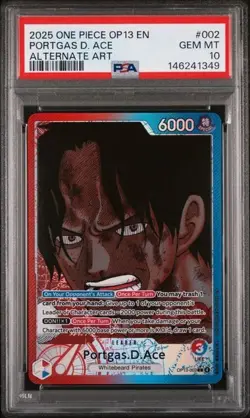 2025 ONE PIECE OP13-CARRYING ON HIS WILL ALTERNATE ART PORTGAS D. ACE PSA 10 - Image 1