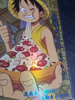 One Piece Luffy Eating Pizza Anime Manga SSR RARE Mint Holo Trading Card CCG TCH - Image 3