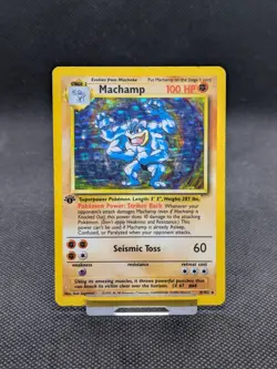1st Edition Machamp 8/102 Holo Base Set Pokemon Card WOTC Played - Image 1