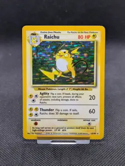 Raichu 14/102 Base Set Holo Pokemon Card WOTC LP/Played - Image 1