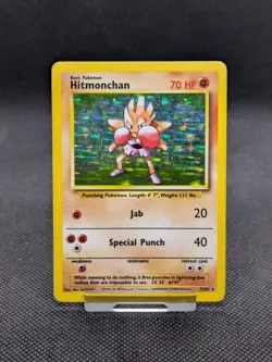 Hitmonchan 7/102 Holo Base Set Pokemon Card WOTC Played - Image 1