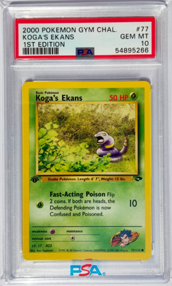 Pokemon Card Koga's Ekans 77/132 1st Edition Gym Challenge 2000 PSA 10 👥POP 125 - Image 1