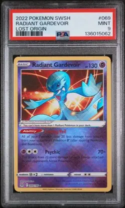 POKEMON #069 RADIANT GARDEVOIR PSA 9 2022 SWORD & SHIELD LOST ORIGIN - Image 1