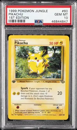 1999 POKEMON JUNGLE 1ST ED #60 PIKACHU PSA 10 - Image 1