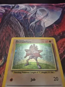 Pokemon TCG Hitmonchan Base Set Holo Unlimited Rare Card 7/102 HP - Image 2