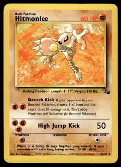 Hitmonlee #22 - Pokemon Fossil Base Set - Unlimited Rare WOTC - LP - Image 1