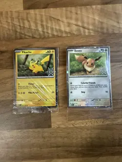 Pokemon 151 Holiday Calendar Pikachu 025/165 & Eevee 133/165 Snowflake Promo ✅ - Image 1