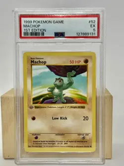 Pokemon Card Base Set 1st Edition Machop Shadowless 52/102 PSA 5 Graded 12/2025 - Image 3