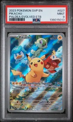 2023 POKEMON SVP EN-SV BLACK STAR PROMO #027 PIKACHU PSA 9 - Image 1