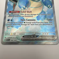 Pokemon Blastoise ex 184/165 MEW EN-151 Ultra Rare Full Art Holo - Image 3