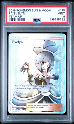 2019 POKEMON SUN & MOON TEAM UP #175 FULL ART/EVELYN PSA 9 - Image 1