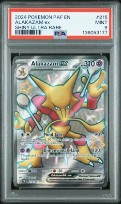 2024 POKEMON PAF EN-PALDEAN FATES SHINY ULTRA RARE #215 ALAKAZAM EX PSA 9 - Image 1